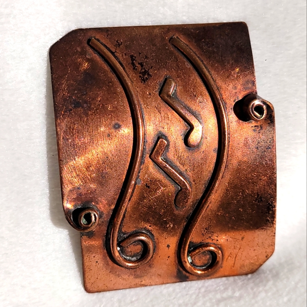 Vintage Copper Modernist Musical Brooch